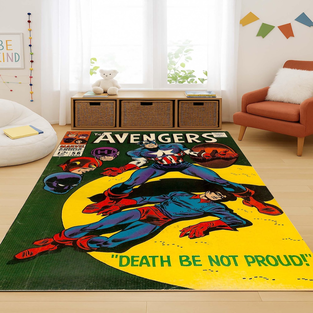 Captain America Rug, Superhero Rug, Kids Room Decor, Comic Book Rug ...