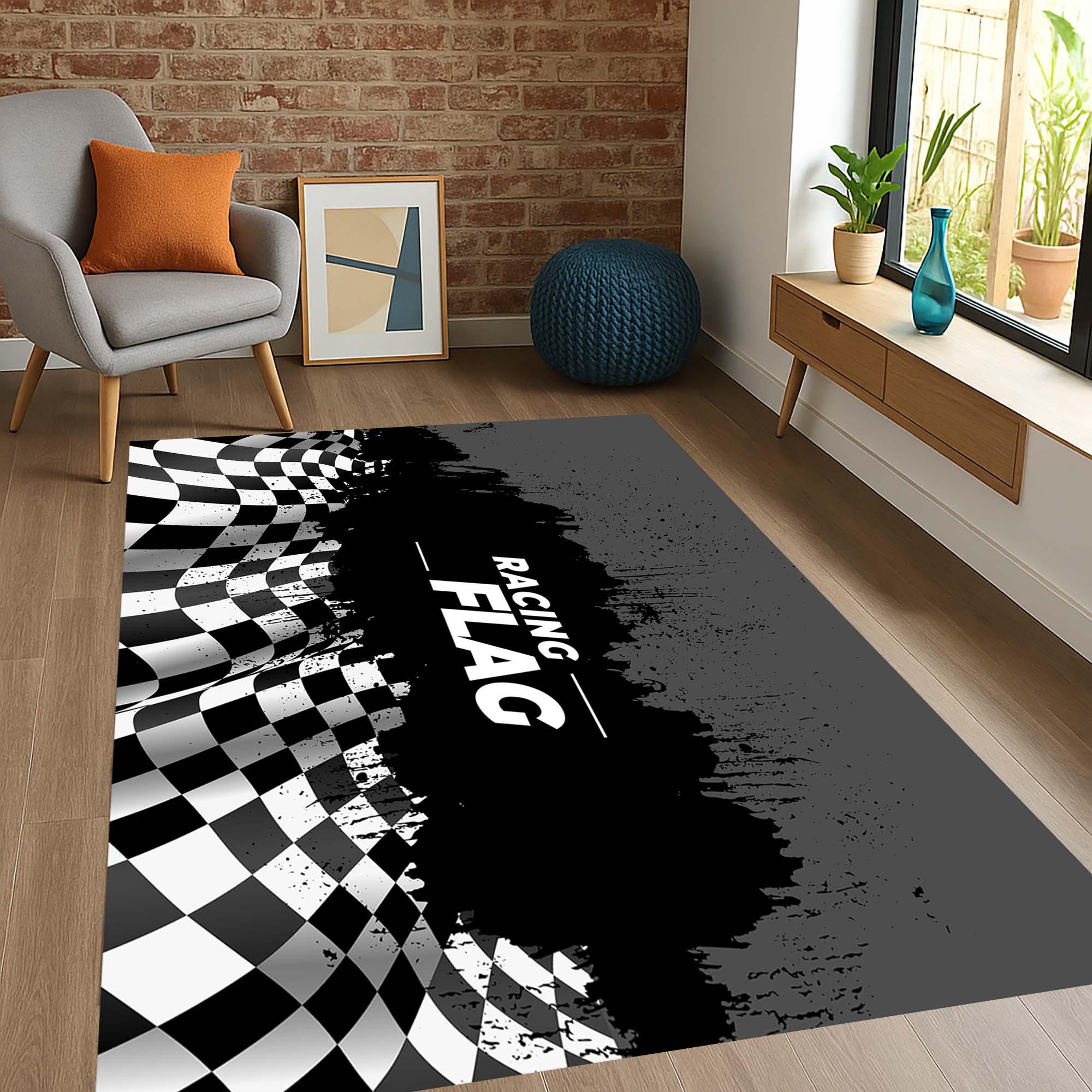 Checkered Racing Flag Rug: Motorsports Car Room Decor - Etsy
