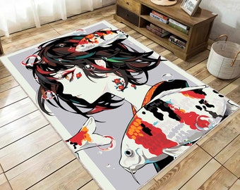 Anime Girl, Anime Rug, Japan Design Popular Rug, Anime Japan Rug