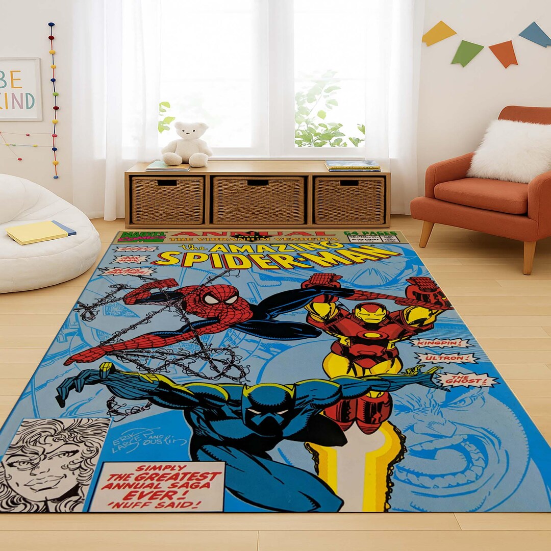 Spider-man Rug, Iron Man Rug, Comics Superhero Kids Rug, Amazing Spider ...