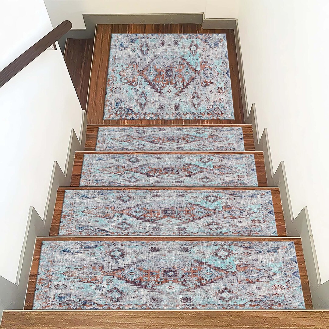 Merida Stair Rug Aztec Style Colorful Stair Tread Rug, Aztec Geometric Landing Rug - Etsy