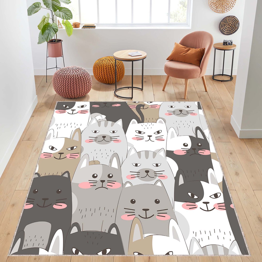 Animal Illustration, Cat, Kitchen Rug, Cat Rug, Bath Rug, Pet Rug ...