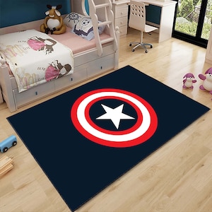 Tappeto Capitan America, Tappeto Capitan America, Tappeto Scudo, Tappeto Rotondo Americano, Tappeto Scudo Americano