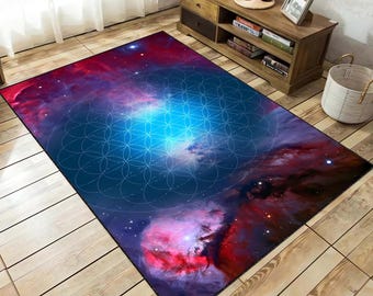 Sacred Geometry Rug, Meditation Rug, Flower of Life Rug, Spiritual Rug, Floor Rug, Sacred Geometry Decor Rug,Flower of life, Flower Yoga Rug