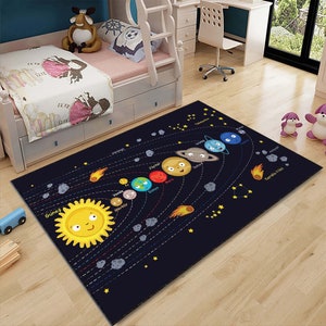Space Rug, Sun Moon Rug, Galaxy Rug, Astronomy Rug, Science Rug, Colorful Rug, Gift For Him Her, Kids Room Rug, Fashion Rug, For Living Room