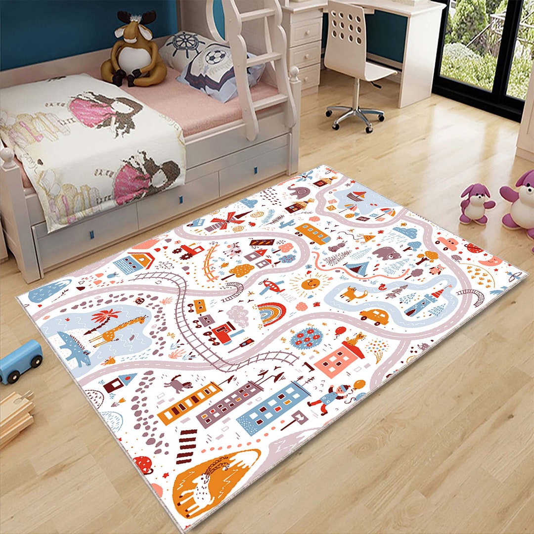 Horizontal Design City Road Playground Soft Nursery Kids Rug, Gift ...
