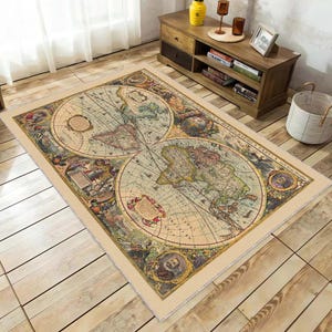 Nova Totivs Terravm Orbis Geographica Ac Hydrographica Tabvla Rug, Earth Rug, Earth Map Rug