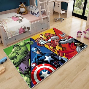 Alfombra de superhéroe, superhéroes, Hulk, Ironman, para habitación de niño, regalo para niños, Capitán América, Thor