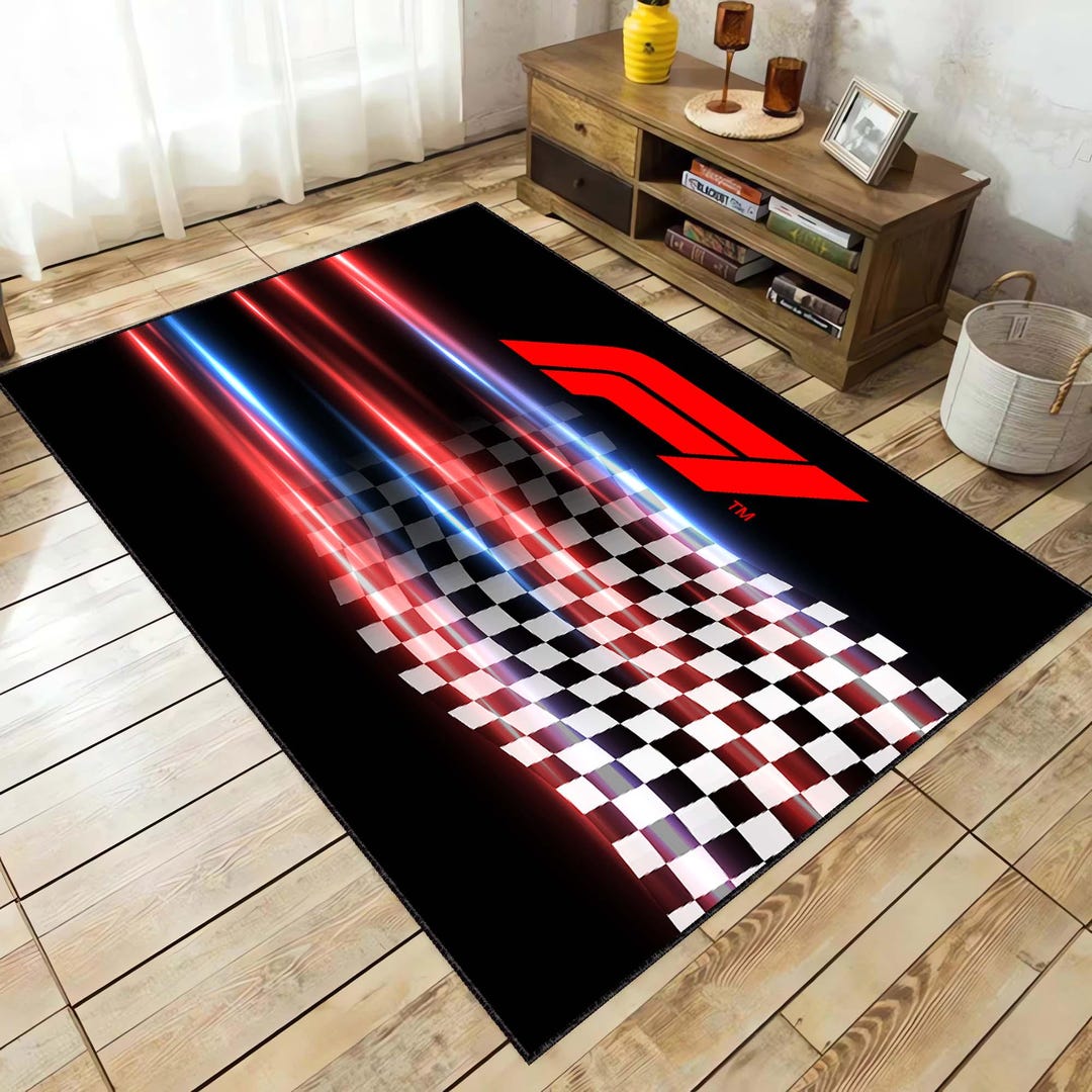 Car Racer Rug, Drive to Survive, Play Mat, Gamer Rug, Car Sport Logo ...