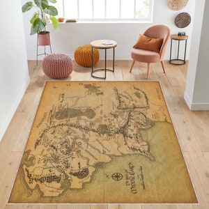 Herr des Rings Teppich, Karten Teppich, Landkarte, Erde Karte Teppiche, Karte, Retro Map Teppich Fantastischer Teppich, beliebter Zauberteppich, Herr des Rings