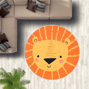Baby Löwe Gedruckt Niedlicher Baby Zimmer Teppich, Kinder Spielzimmer Teppich, Tier Dekor für Kinderzimmer, Kinderzimmer Matte, Löwenteppich, Niedlicher Löwe Teppich, Cartoon Teppich