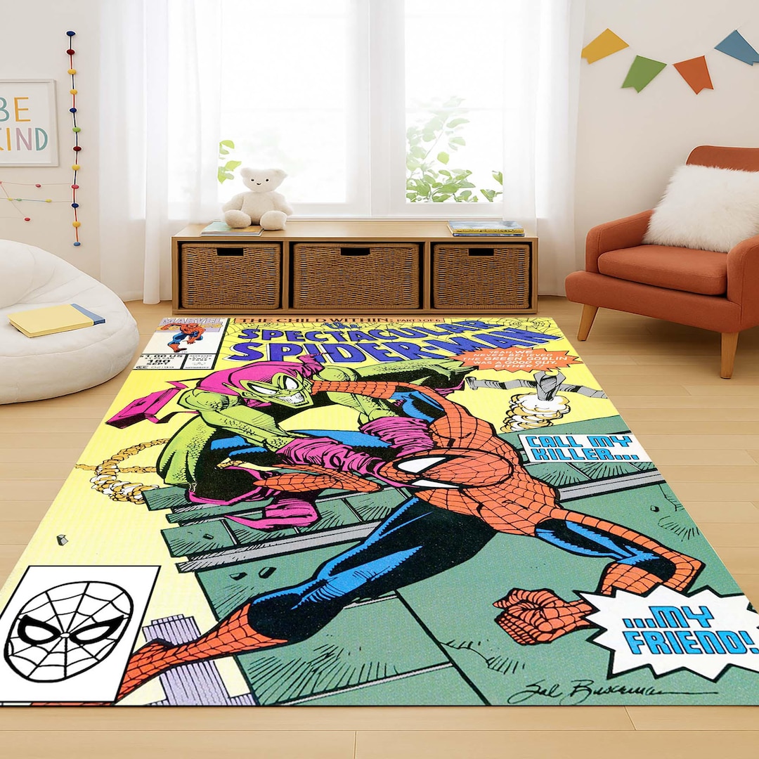 Spider-man Comic Rug, Comic Art Rug, Superhero Floor Mat, Spectacular ...