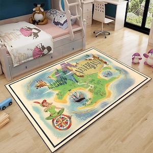 Neverlands Map Rug, Map Rug, Fantastische Magic Maps, Gamer Rug, Kinderzimmer Dekor, Geschenk für Ihn Sie, Cooler Teppich