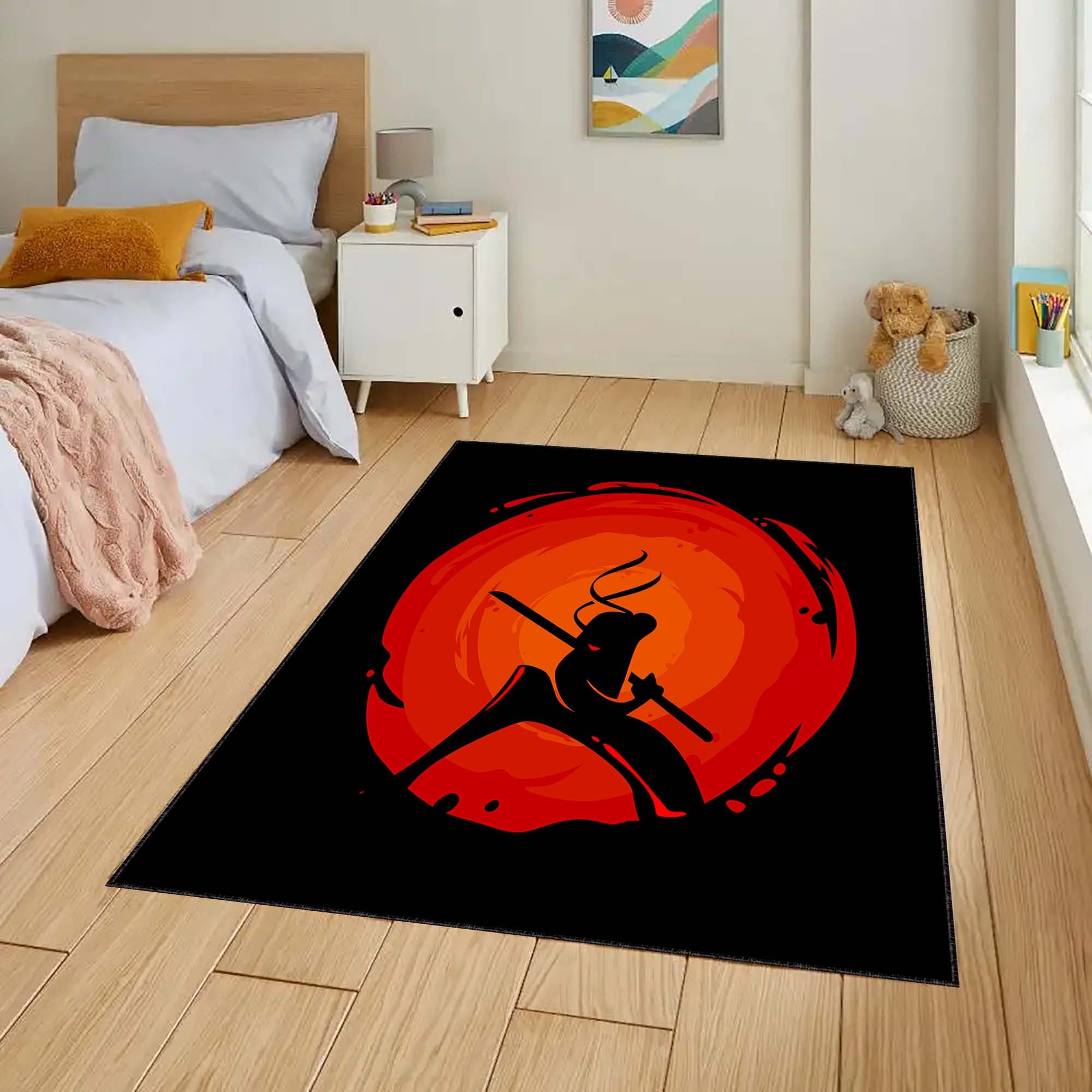 Ninja Logo, Samurai, Kung Fu Rug, Anime Manga Rug, Action Rug, Kids ...