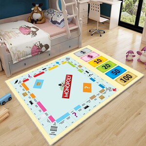 Tapis monopole, tapis de jeu, tapis de jeu de société, tapis de jeu, tapis de cartes de jeux, tapis de jeux de famille, tapis amusant, cadeau pour des jeux, tapis personnalisé, tapis de décoration intérieure