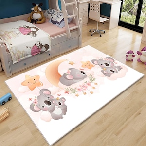 Niedlicher kleiner Koala-Teppich, Koala-Musterteppich, Koala-Musterteppich, Für Kinderzimmer-Teppich, Kinderzimmer-Teppich, Stern-Koala-Musterteppich