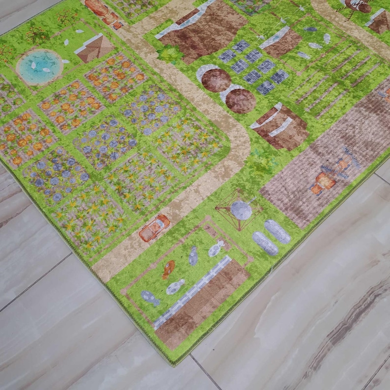 Farm Play Rug, Kids Educational Activity Mat - Etsy