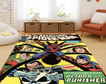 Spider-Man Rug, Comic Decor, Superhero Rug, Kids Room Decor, Comic Book Rug, Spider-Man Fan Gift, Themed Rug, Punisher Rug, Comic Art Rug