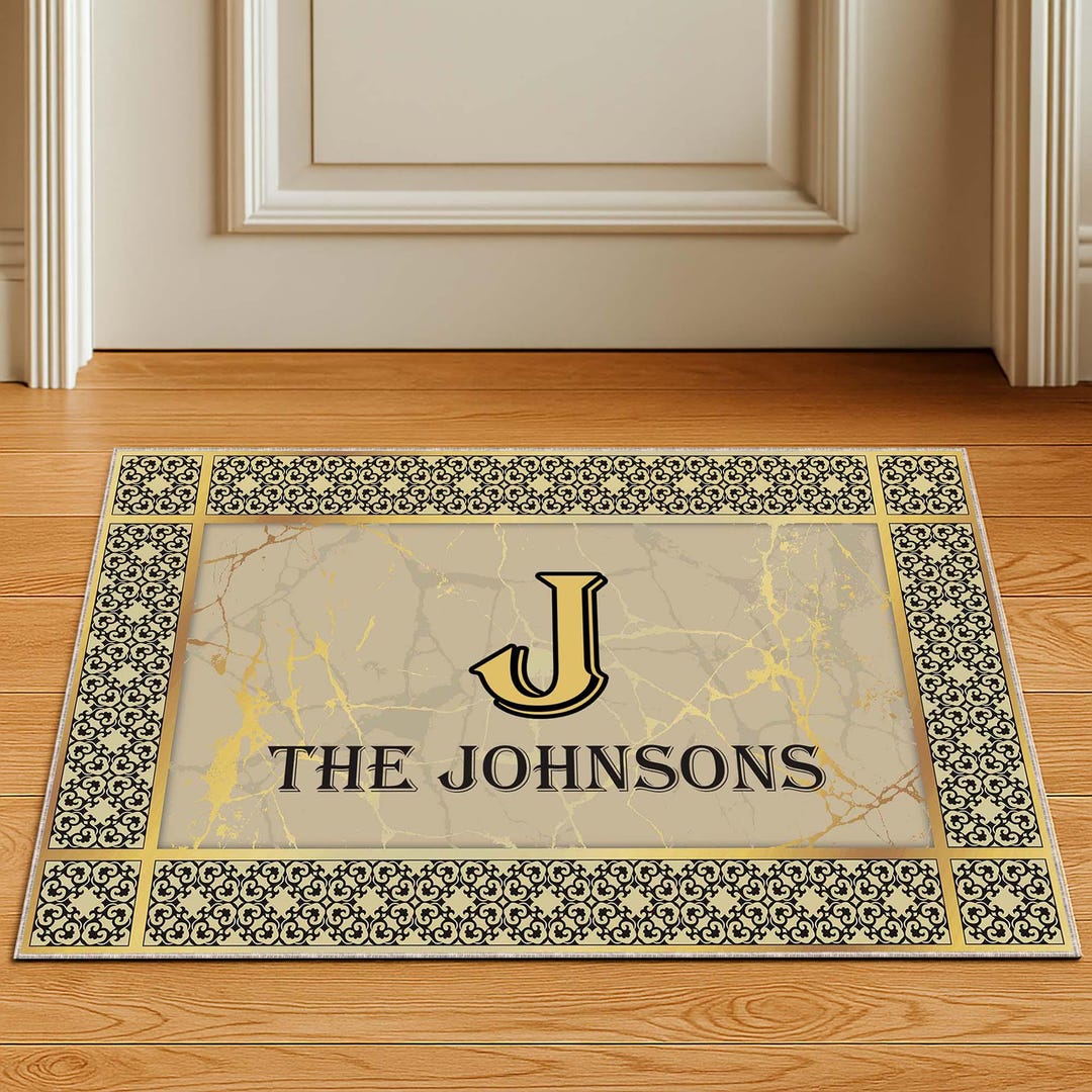 Personalized Family Name Entry Rug: Monogrammed Welcome Mat - Etsy