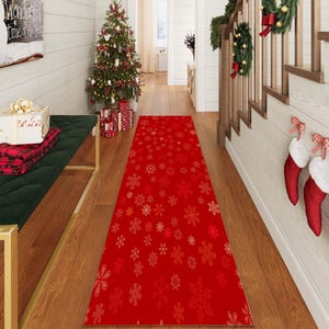 Alfombra navideña, Pasillo con copos de nieve, Tapete navideño, Decoración navideña para pasillo, Alfombra de entrada festiva de invierno, Decoración navideña acogedora, Pasillo de temporada