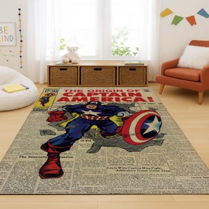 Captain America Shield Rug: Kids Comic Book Room Decor