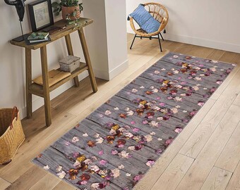 Alfombra otoñal 3D, alfombra larga otoñal, alfombra con estampado de hojas otoñales, alfombra de temporada, alfombra otoñal de estilo rústico, alfombra con estampado de hojas, alfombra de pasillo con hojas, alfombra de pasillo con hojas