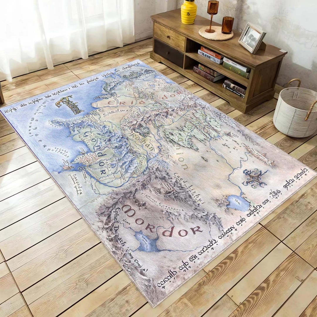 Middle Earth Map Rug, Aesthetic Rug, Indoor Rug, Map Rug - Etsy