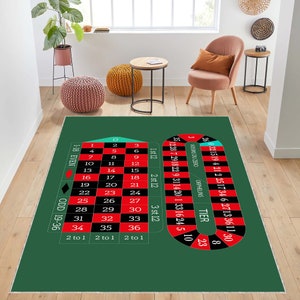 Roulette Table, Roulette Gambling Table Decor, Game Club Decor, Roulette print Casino Decor, Poker Cash, Roulette, Casino Gambling Rug