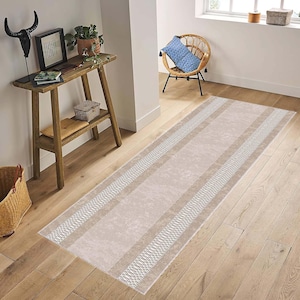 Custom Size Runner Rug, Natural Cotton Backing, Washable Slip Runner, Kitchen Runner Rug or Hallway Runner, Hallway Runner,Kitchen Floor Mat