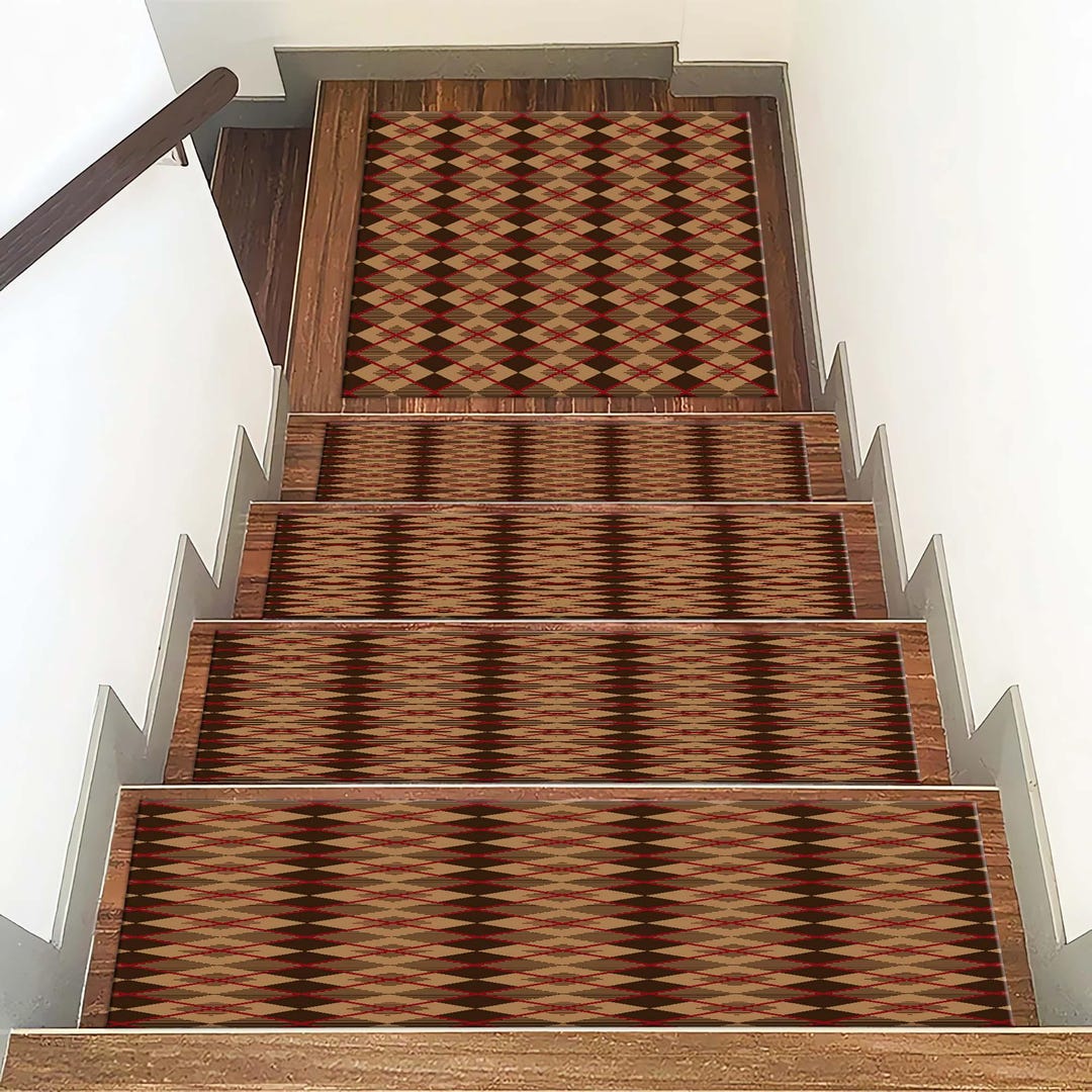 Flat Design Classic Argyle Stair Tread Rug, Stair Carpet, Landing Rug ...