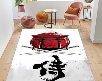 Samurai Rug, Japanese Culture Rugs, Home Decor Rug, Game Rug, Area Rug, Themed Rug, Samurai Sword Rug