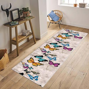 Alfombra de pasillo con diseño de mariposas, alfombra de pasillo con diseño de mariposas, alfombra de entrada, alfombra decorativa para cocina, alfombra de baño, alfombra de pasillo
