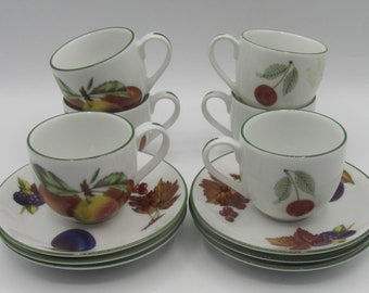 Royal Worcester Evesham Vale - Set of 6 Coffee/Expresso Cups and Saucers
