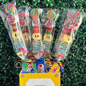 Large Super Mario Candy Kabobs with FREE personalized tags, Birthday Party Favors, Kids Candy, Kids Party Bag