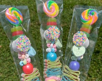Large Pastel Candy Kabobs with Personalized Tags, Birthday Party Favors, Candy Table, Birthday Treats, Candy Bags