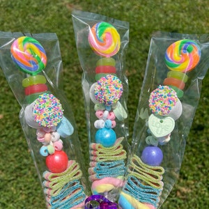 Large Pastel Candy Kabobs with Personalized Tags, Birthday Party Favors, Candy Table, Birthday Treats, Candy Bags