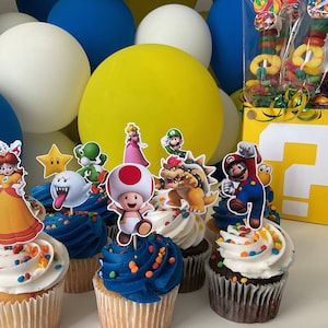 Super Mario Cupcake Toppers, Kids Birthday Party, Treat Table