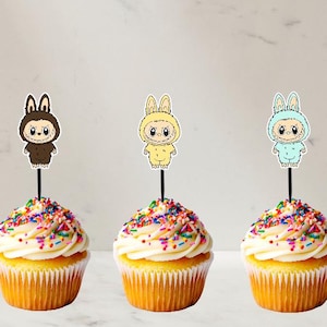Labubu Cupcake Toppers, Kids Birthday Party, Treat Table, Labubu party