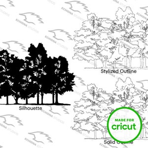 Mooney&#39;s Trees Digital Stamp (Svg, Png, Pdf, Jpg) Instant Download, Digi Stamp, Scrapbooking/Coloring