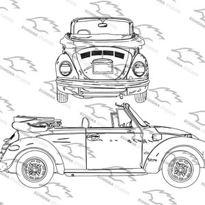 Vintage Beetle Digital Stamp (Svg, Png, Pdf, Jpg)