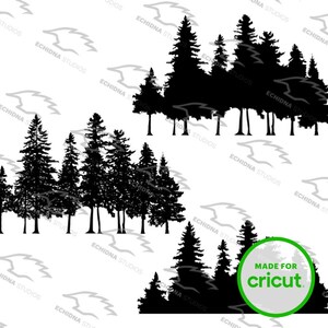 Coniferous Silhouettes Digital Stamps-5 Styles- (Svg, Png, Pdf, Jpg) Instant Download, Digi Stamp, Scrapbooking/Coloring