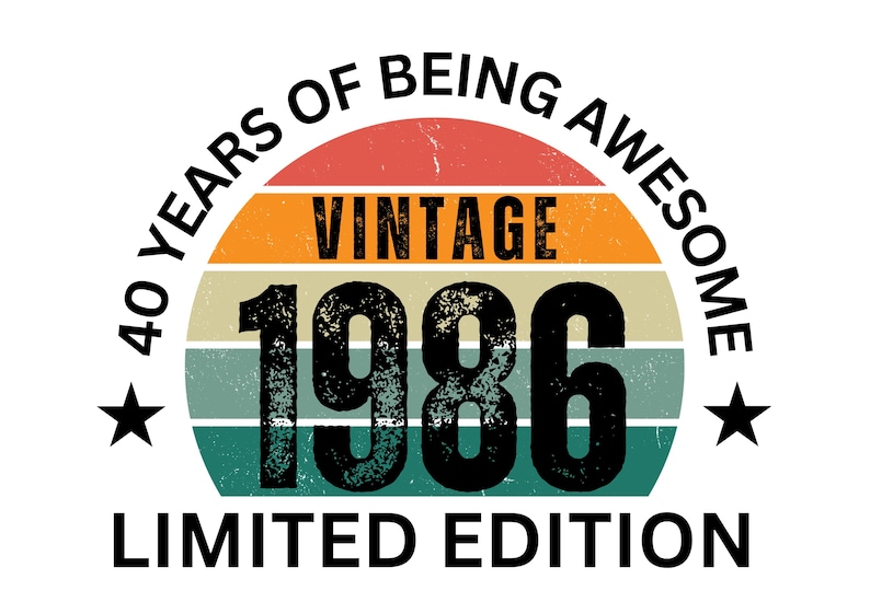 40th Birthday Gift, Made in 1986 Vintage, 40 years old birthday svg, 1986 Birthday Gift for Men Women png image 1