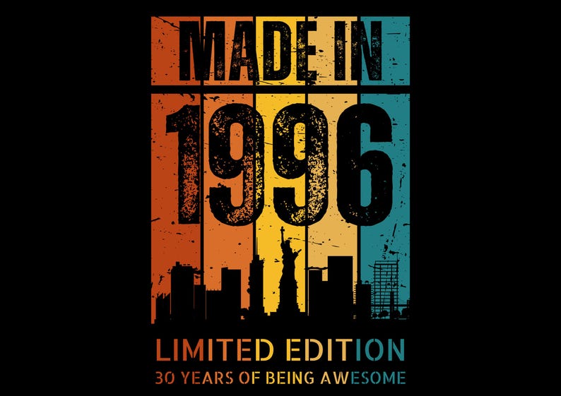 Vintage 1996 30th Birthday Gift, Limited Edition (SVG PNG Digital ...