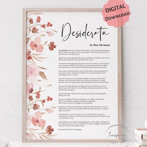 Desiderata Poem Wall Art PRINTABLE, Max Ehrmann Poetry Decor, Literary Text Print, DIGITAL DOWNLOAD, Inspirational Poster, Home Office Decor