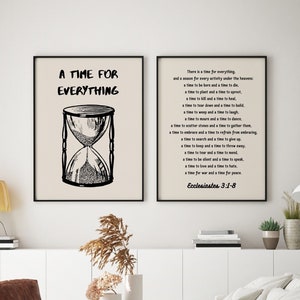 A Time for Everything, Set of 2 PRINTABLES, Ecclesiastes 3:1-8, Aesthetic Scripture Wall Art, *DIGITAL DOWNLOADS*, Vintage Bible Verse Decor
