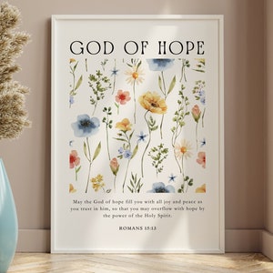 Römer 15,13 (Druckvorlage), Der Gott der Hoffnung, Blumendekor mit Bibelvers, *DIGITALER DOWNLOAD*, Wandbild mit Bibelvers, Christliches Geschenkposter, 5 JPGs