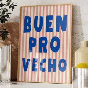 Buen Provecho PRINTABLE, Spanish Bon Appetit Sign, Trendy Kitchen Wall Art, *DIGITAL DOWNLOAD*, Retro Dining Room Decor, Mexican Foodie Gift