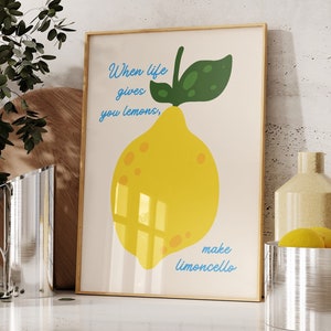 Quando la vita ti dà limoni STAMPABILE, Prepara il limoncello, Grazioso arredamento per carrello bar, DOWNLOAD DIGITALE, Poster di cucina italiana alla moda, Arte retrò per dormitori