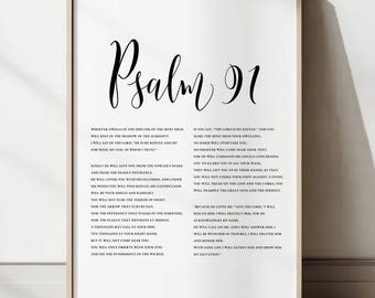 Psalm 91 DRUCKBAR, Wer wohnt in der Zuflucht, minimalistische christliche Wandkunst, DIGITAL DOWNLOAD, modernes Bibel-Versdekor, Schrift-Zeichen