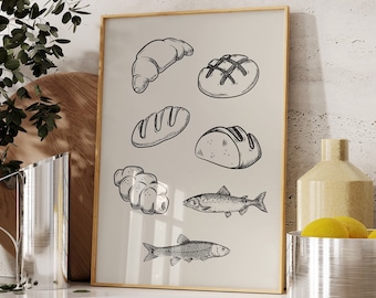 5 panes y 2 peces (IMPRESIONANTE), Jesús alimenta a los 5000, DESCARGA DIGITAL, Póster estético para cocina, Decoración moderna para el hogar, Arte mural cristiano